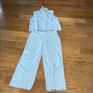 Zara Light Gray Wide Leg Set stretch loungewear